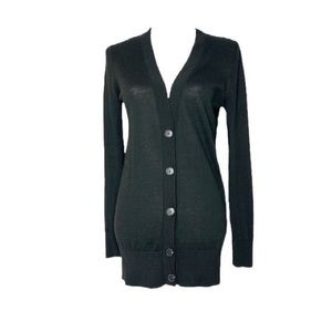 Ann Taylor LOFT Wool-Blend Button Down Cardigan Black Size Small